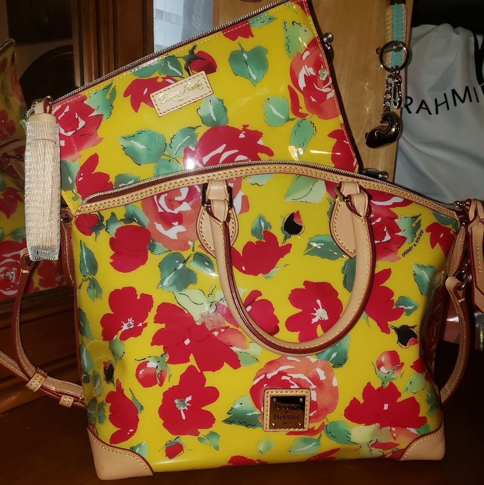 Dooney and Bourke Rose Garden Satchel and pouch